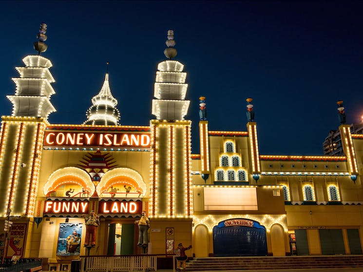 Coney Island at night time